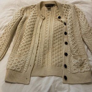 Knit Off White/Cream Cardigan with Black Buttons